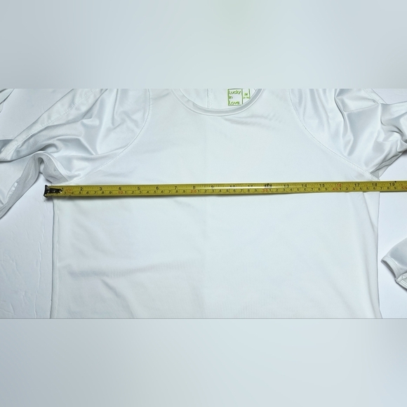Lucky in Love White Long Mesh Sleeve SPF 50 Tennis Pickleball Dry Fit Top M - Picture 7 of 8
